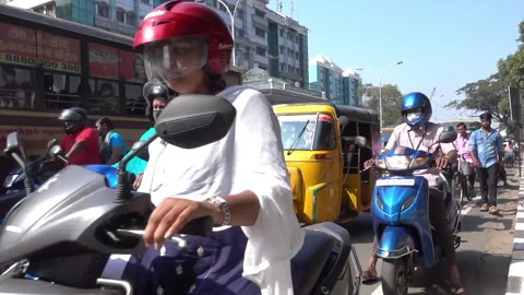India city Chennai traffic morning rush Stock Video Pond5