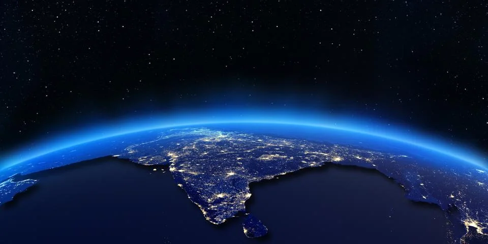 India city lights map 3d rendering Illustrazione stock