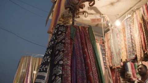 India // Cloth on market Stock Footage 126919476