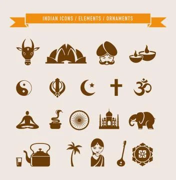 India - collection of icons and elements Stock Illustration