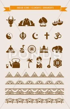 India - collection of icons and elements Illustration #49936356