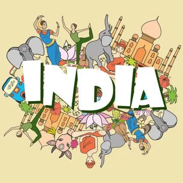 India colored set Stock Illustration