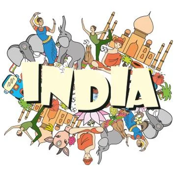 India colored set Stock Illustration