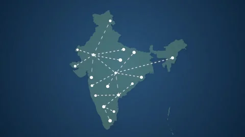 India Communication Network with Signals Connecting Multiple Locations Видео 345295413