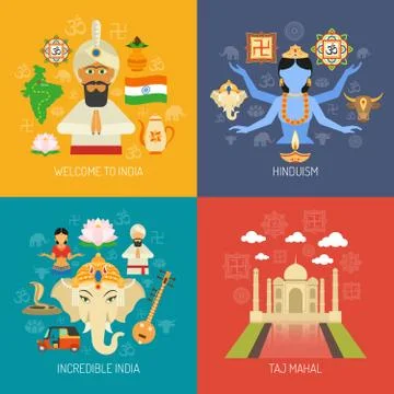 India Concept Set 스톡 일러스트