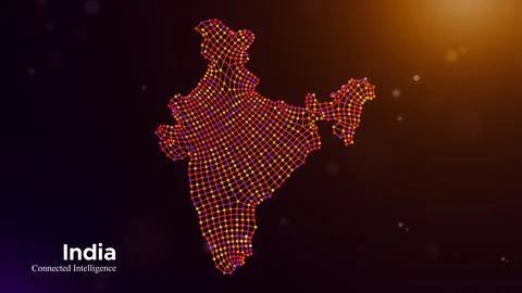 India Connected Intelligence Technology Network Map Concept Illustrazione stock