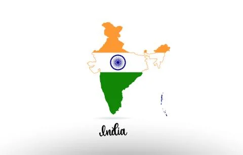 India country flag inside map contour design icon logo Stock Illustration