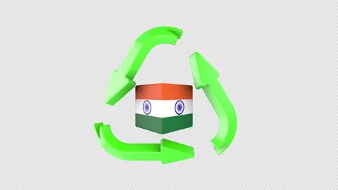 India Cube And Recycle Arrow Loop + Alpha Channel Stock Footage 315135718