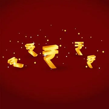 India currency Rupee 3D Angle Vector Element With Gold And Shiny Color Design Stock Illustration