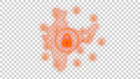 India Cyber Attack On Secure Map HUD Transparent Unsecure Stock Photos