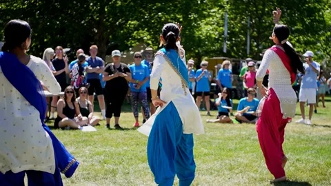 India dance in summer park, community event, Kelowna BC, Canada Vídeos de archivo 311033190
