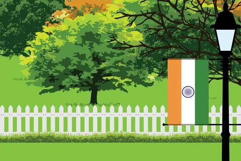 India Day Trees Lamp Vector Illustration Stock-Illustration