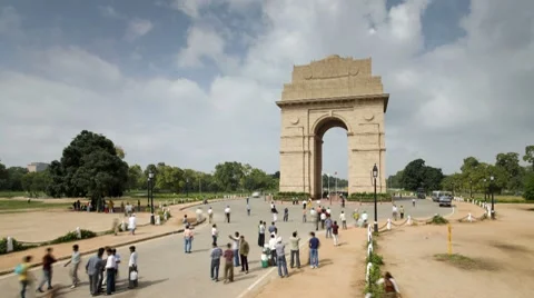 India, Delhi, New Delhi, India Gate - Tlapse Stock Footage
