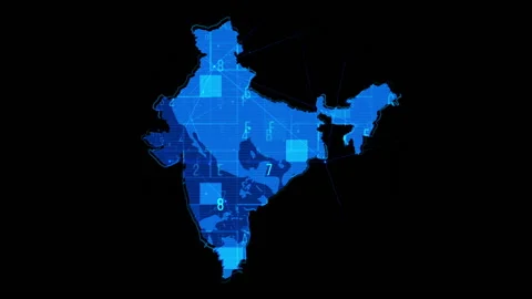 India digital cyber technology map backg... | Stock Video | Pond5