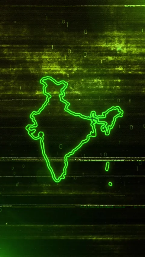 India Digital Futuristic Glitch Map Stock Footage 334593242