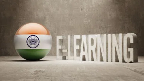 India. E-Learning  Concept Illustrazione stock