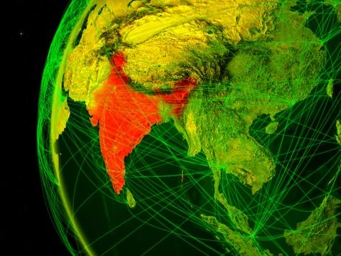 India on Earth with network Stock Illustration