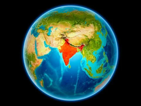 India on Earth from space Stock Illustration