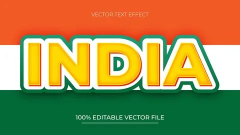 India editable text effect with India flag as a background Stock Illustration