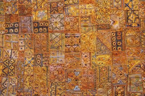 India fabric background patchwork ornate Stock-Fotos