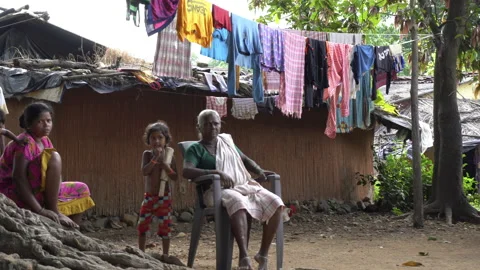 India family living in the village, Village scene in rural India, IndiaStock Footage