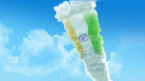 India Flag 3D Render Animation Created with Colored Smoke Trails by Aircraft Vídeo Stock 332307402