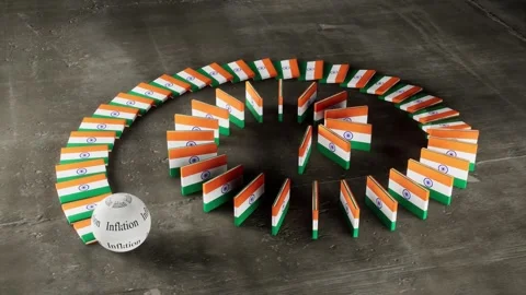 India Flag - Affected by Inflation Stock Footage 321482478
