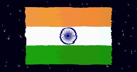 The India flag against a night sky with twinkling stars Stock Footage 105009681