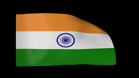 India Flag with alpha Channel Video stock 87325290