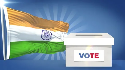 India Flag and voting box general election 2024 Stock Footage 342455452