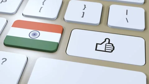 India Flag and Yes or Thumbs Up Button. 3D Animation Stock Footage 268270593
