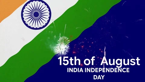 India Flag August 15 Independence Day Text Animation Waving Fabric Background Stock Footage 339543286