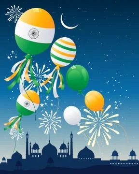 India flag balloons Stock Illustration