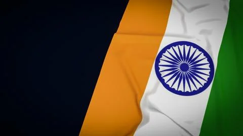 The India flag on black background  3d rendering Stock Illustration