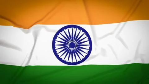 The India flag on black background  3d rendering Illustrazione stock