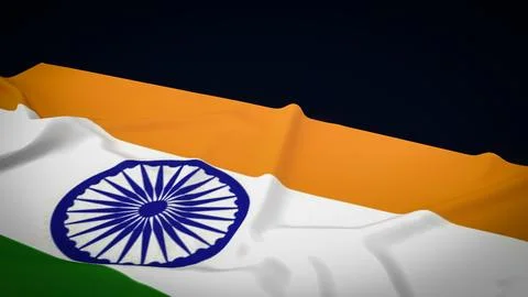 The India flag on black background  3d rendering Stock Illustration