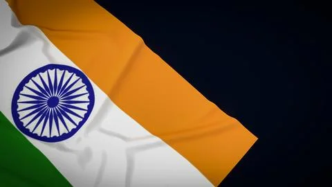 The India flag on black background  3d rendering Illustrazione stock