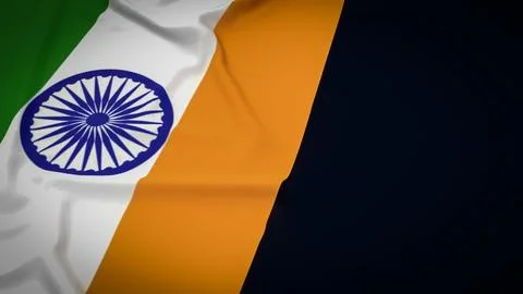 The India flag on black background  3d rendering Stock Illustration