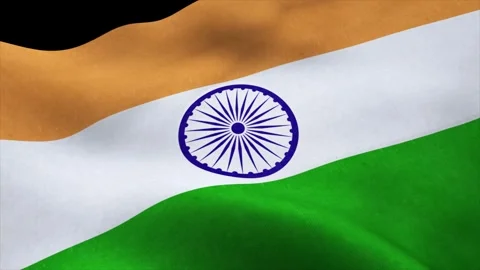 India flag blowing in the wind animation isolated on black background Stock Footage 322994818