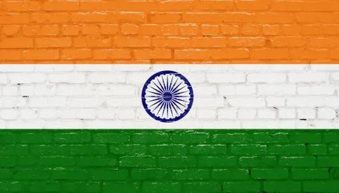India Flag on a brick wall background Stock Illustration