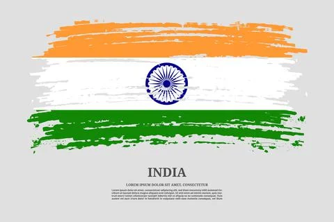 India flag with brush stroke effect and information text poster, vector Stock Illustration