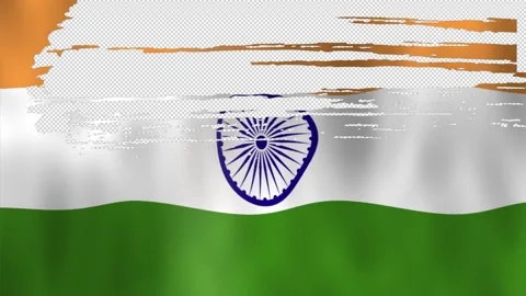 India Flag Brush Transition Horizontal India Independence Stock Footage 314479273