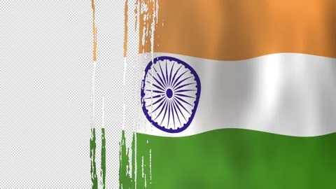 India Flag Brush Transition Vertical India Independence Stock Footage 314479280