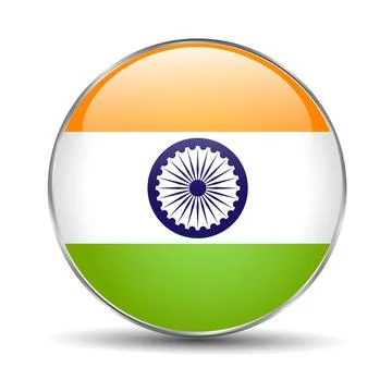 India Flag Button Icon Stock Illustration