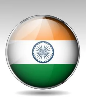 India flag button Stock Illustration