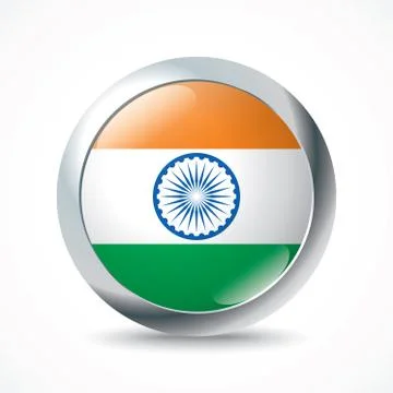 India flag button Stock Illustration