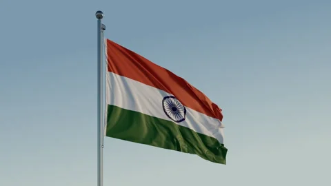 India Flag: Cinematic Loopable Motion with Blue Sky in 4K ProRes 422 HQ Stock Footage 267466618