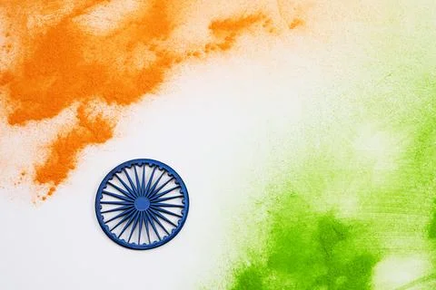 India flag colors with ashoka chakra, celebrating republic day Stock Photos