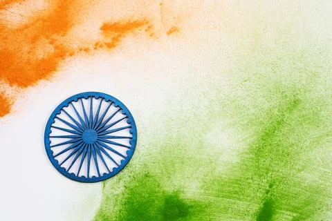 India flag colors background featuring ashoka chakra Stock Photos