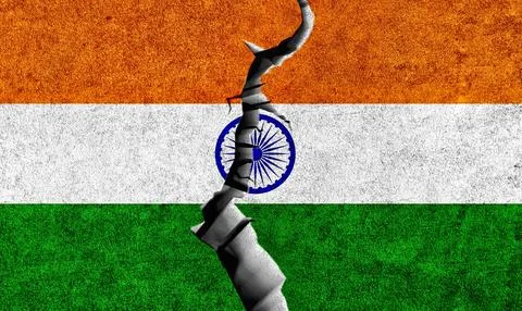 India flag on cracked wall background Stock Illustration